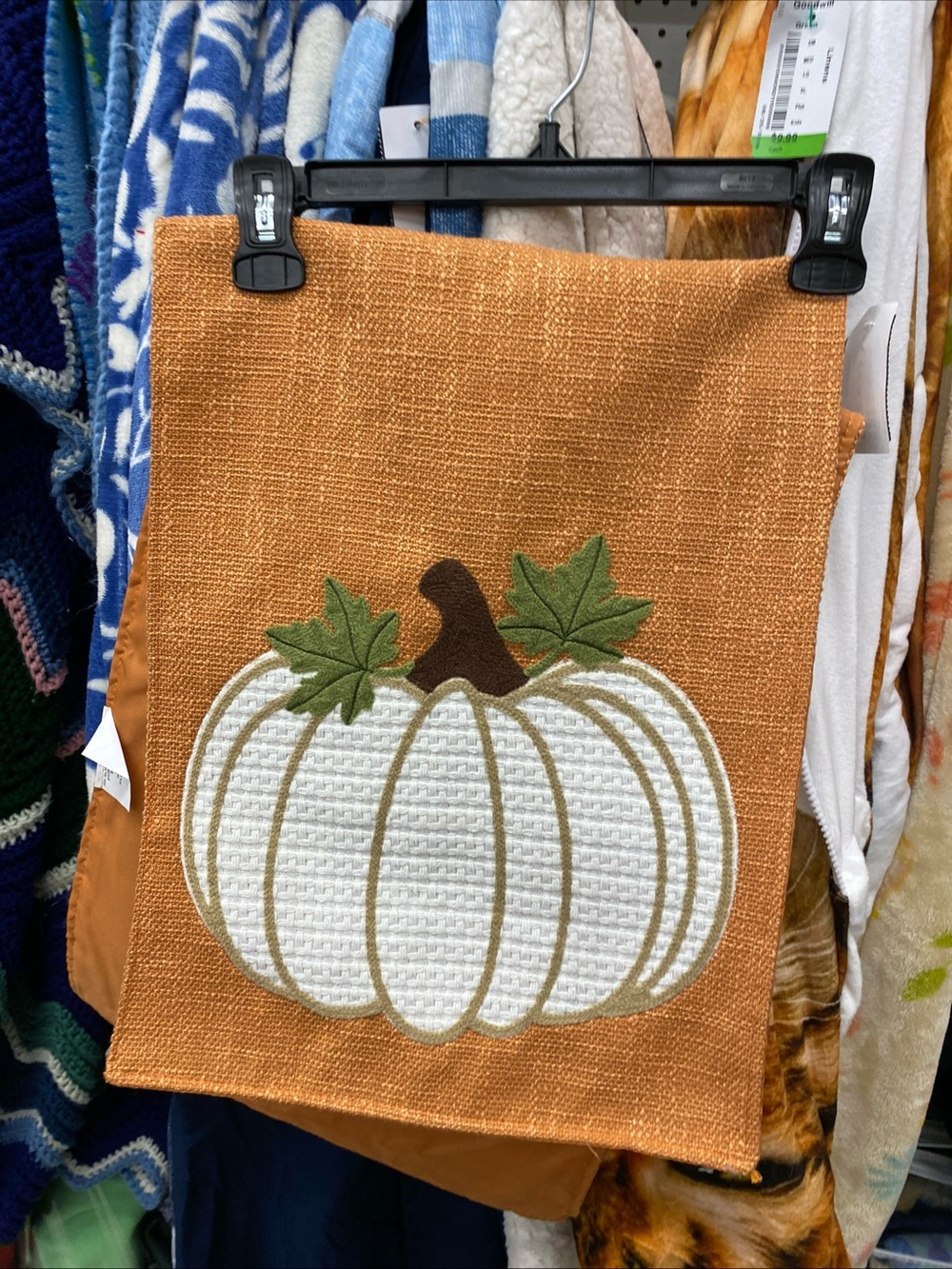 Fall Decor “Pumpkin Woven Appliqué Table Runner” 13x76” Cream/Orange NWOT